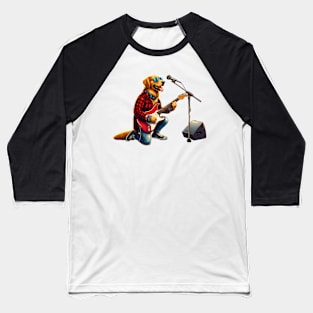 Golden Retriever Playing Guitar Baseball T-Shirt